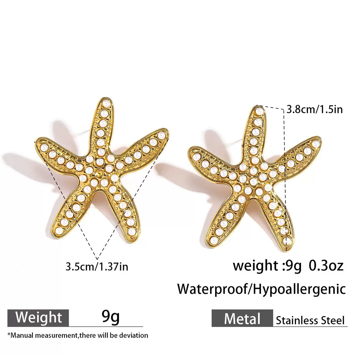 Pearly starfish earrings