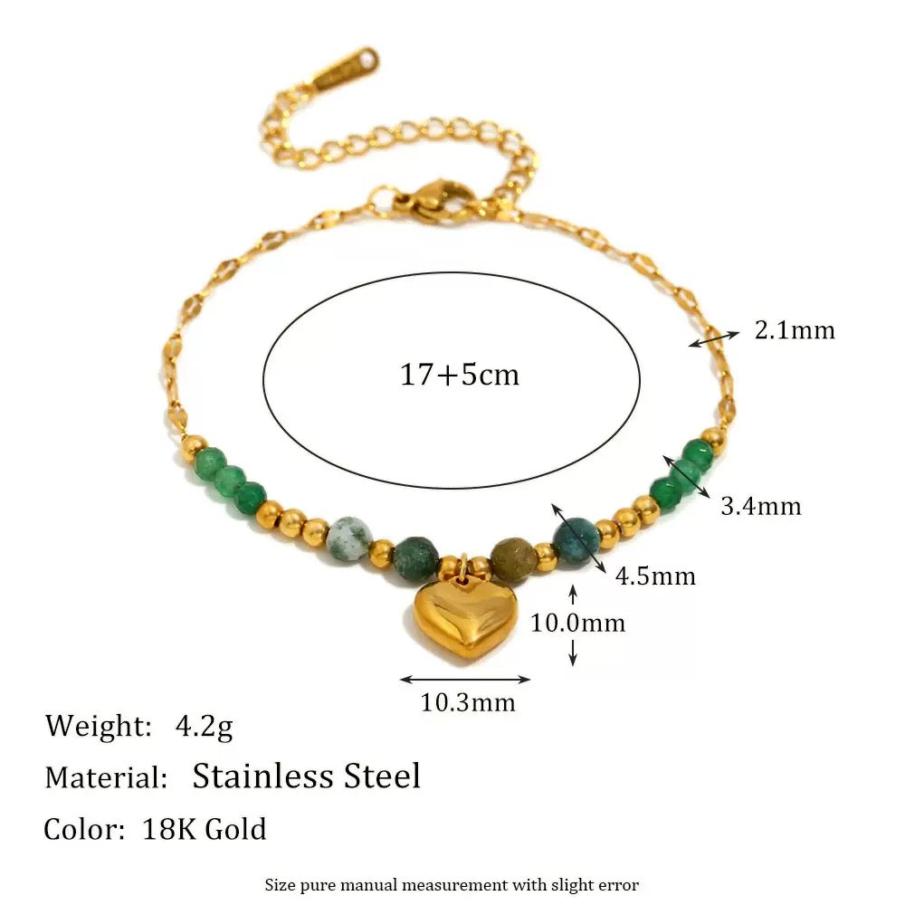 Beady orange heart bracelet