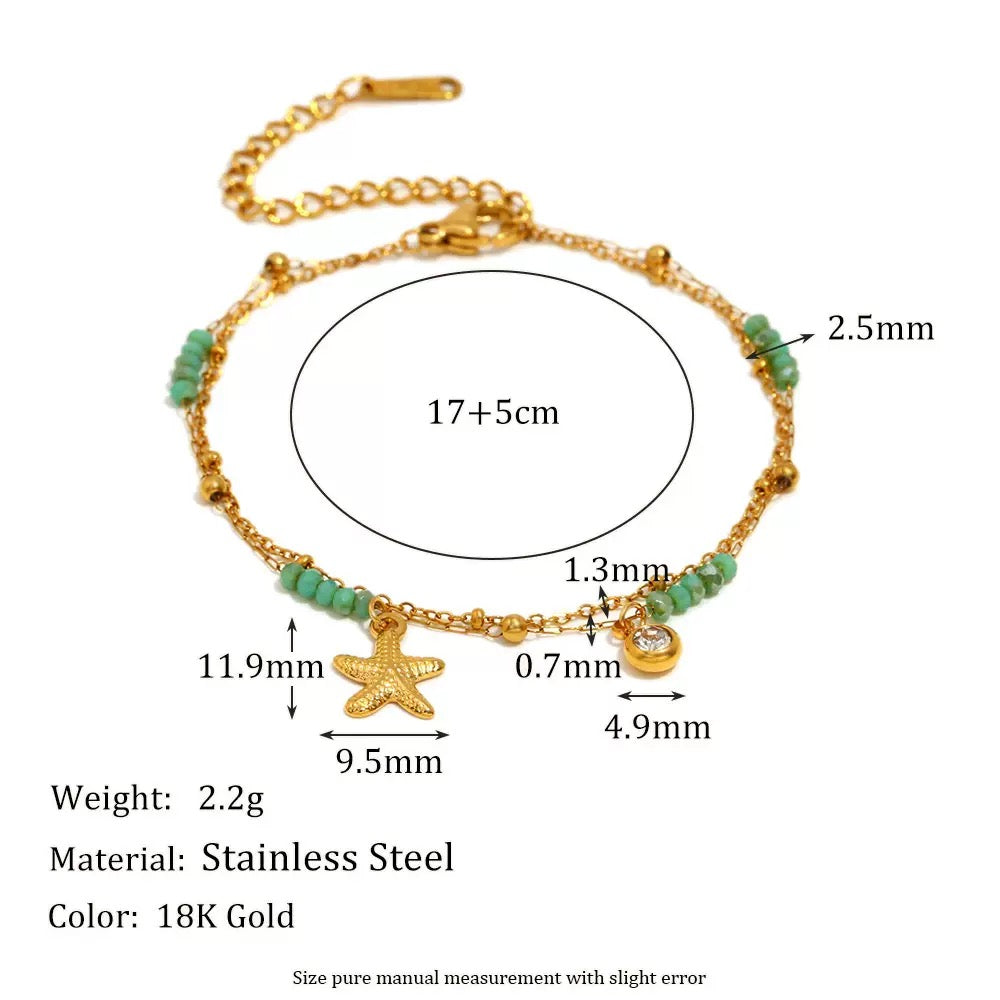 Green starfish layer bracelet
