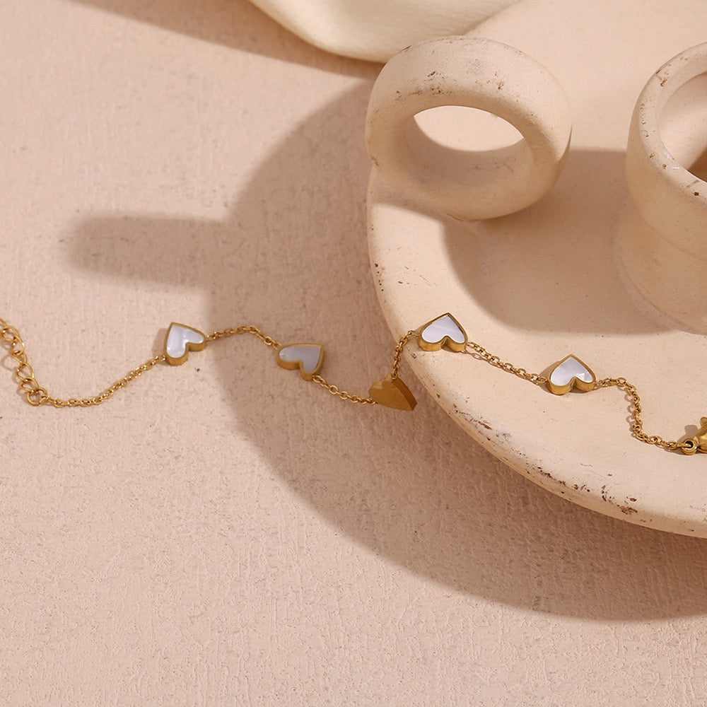 Darcia White heart bracelet
