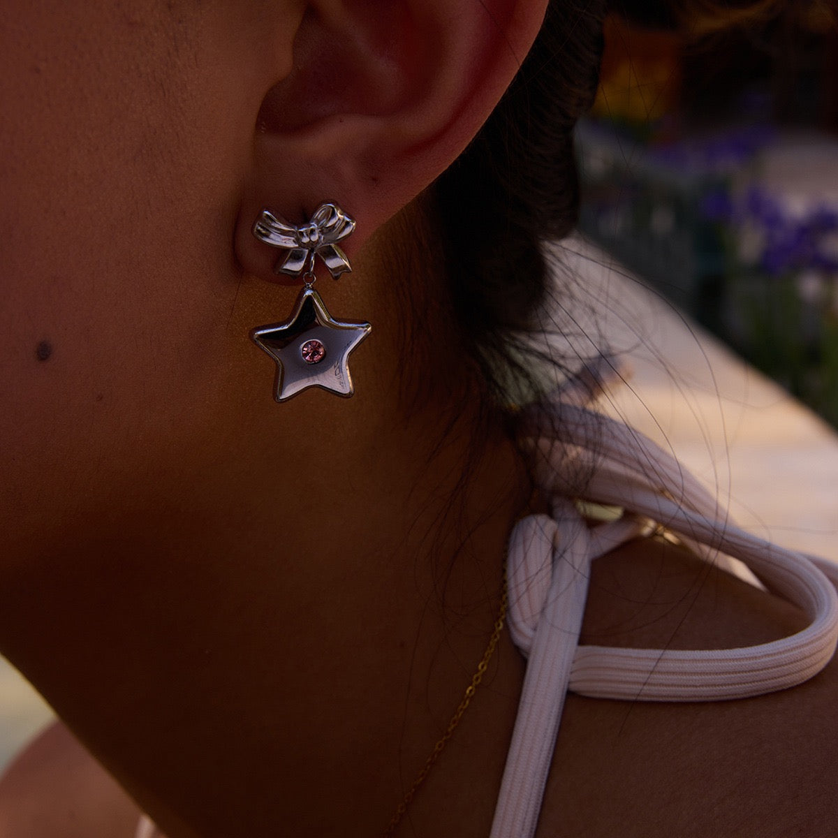 Star bow earrings