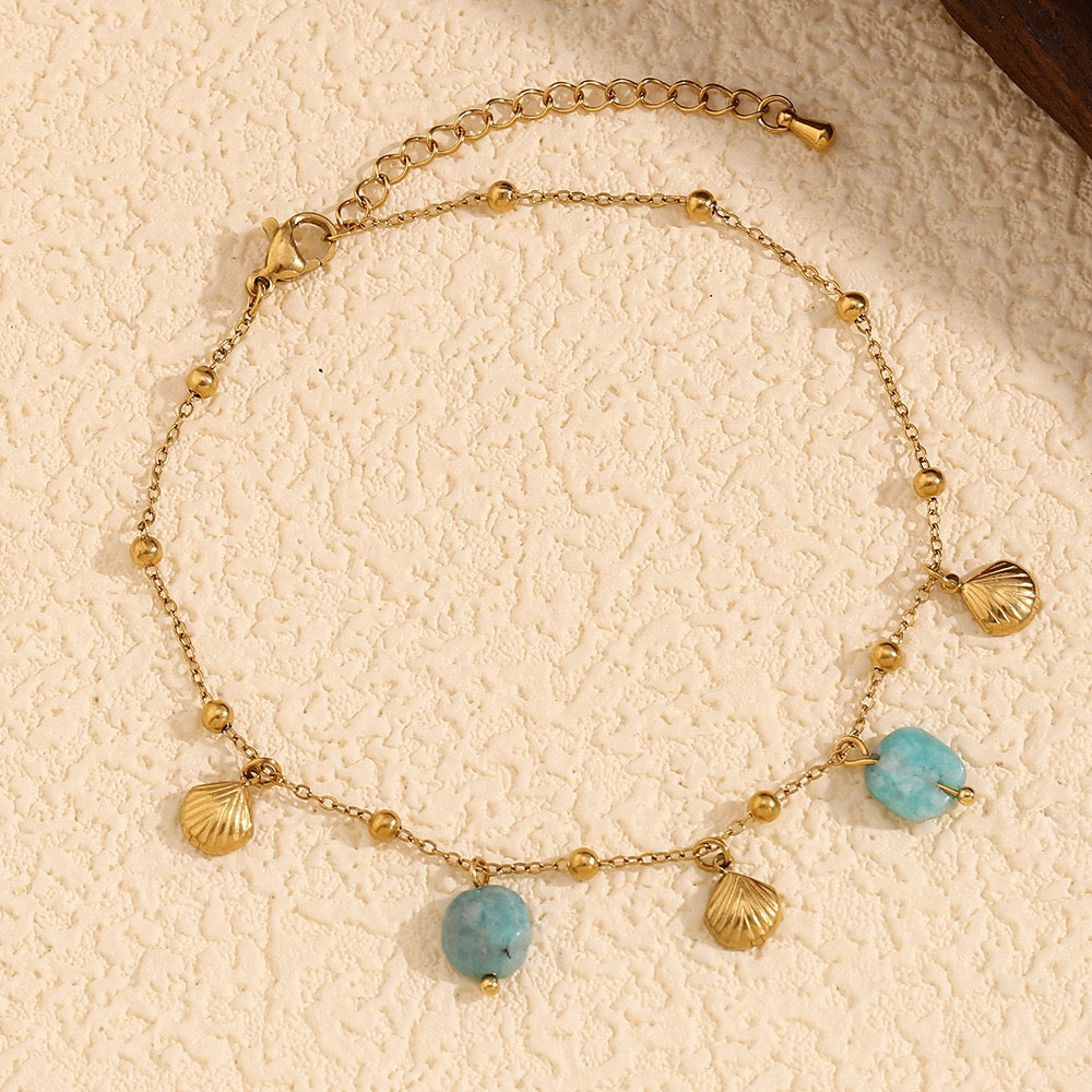 Blue shell charm bracelet