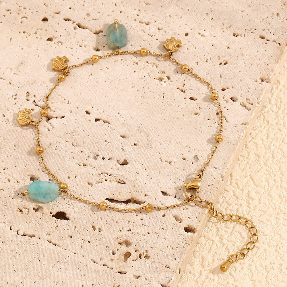 Blue fish charm anklet
