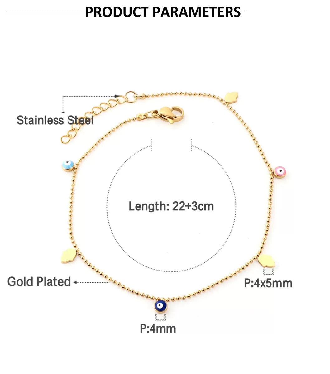 Daffodil Dainty evil eye anklet