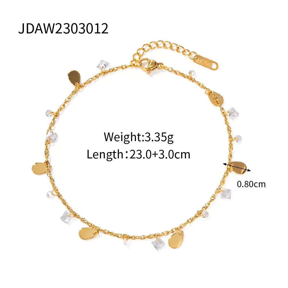 Santa rosa crystal gold anklets