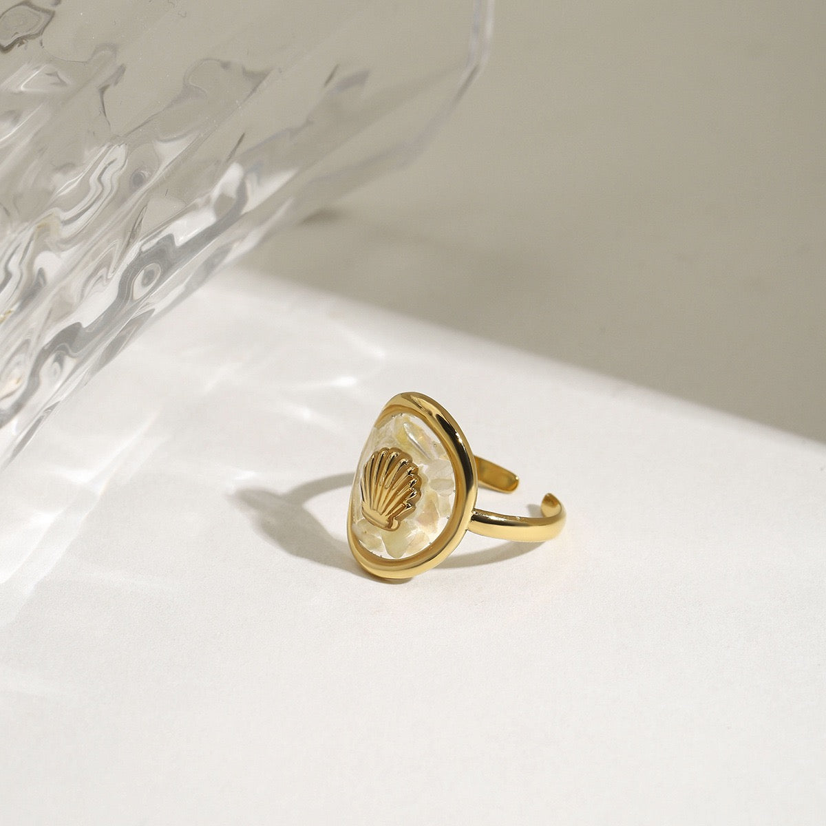 Golden shell ring