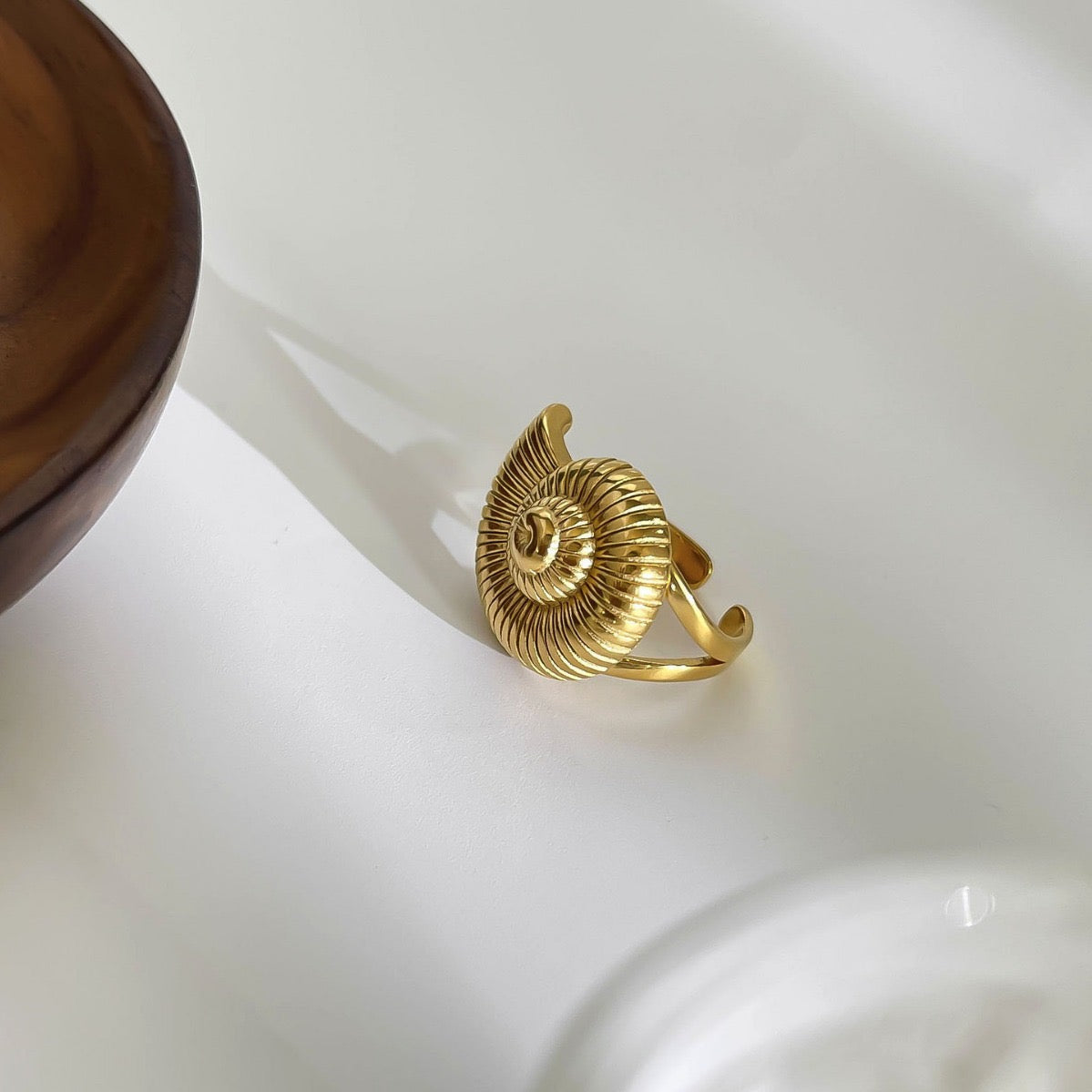 Golden snail ring