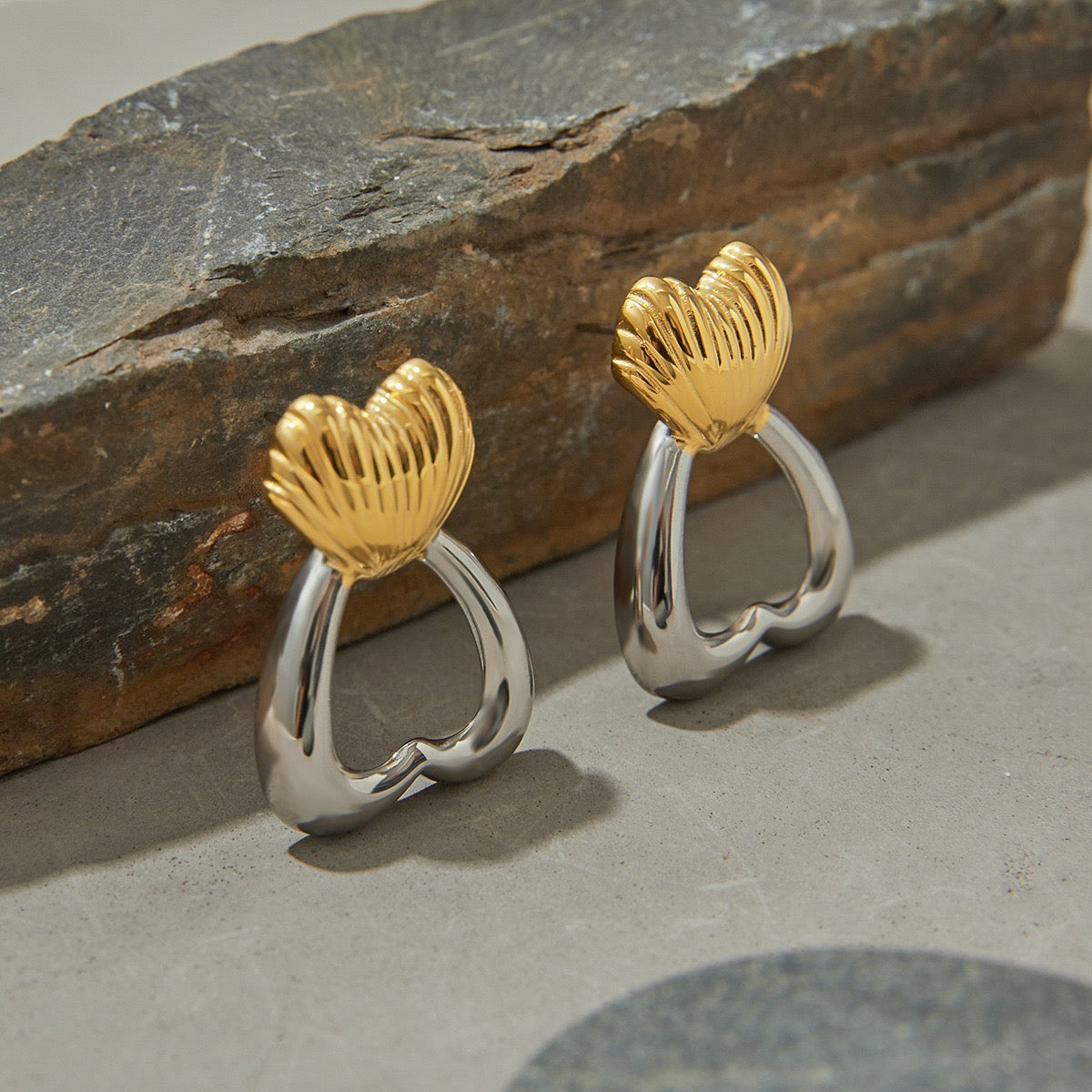 Double heart earrings