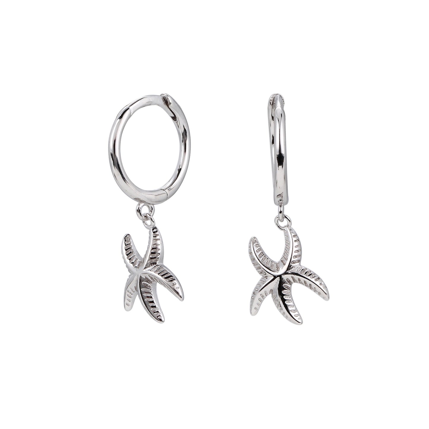Sterling silver starfish hoops