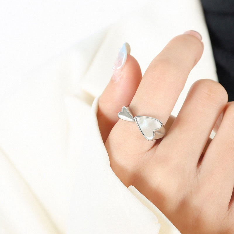 Mother of pearl heart rings