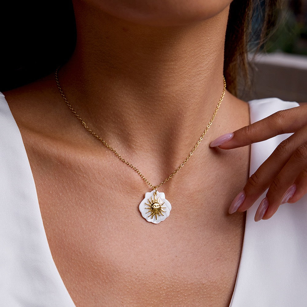 White shell sun necklace