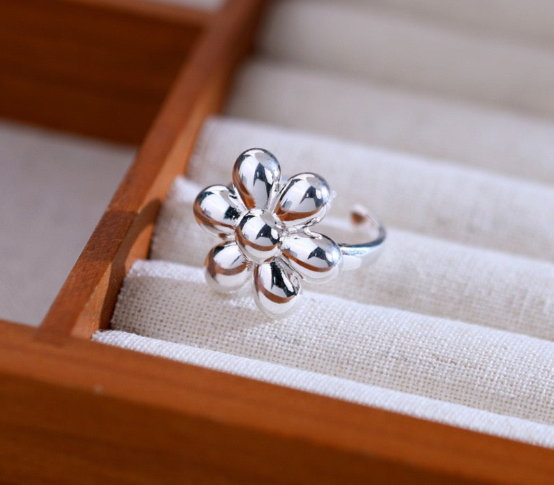 Flower sterling silver ring