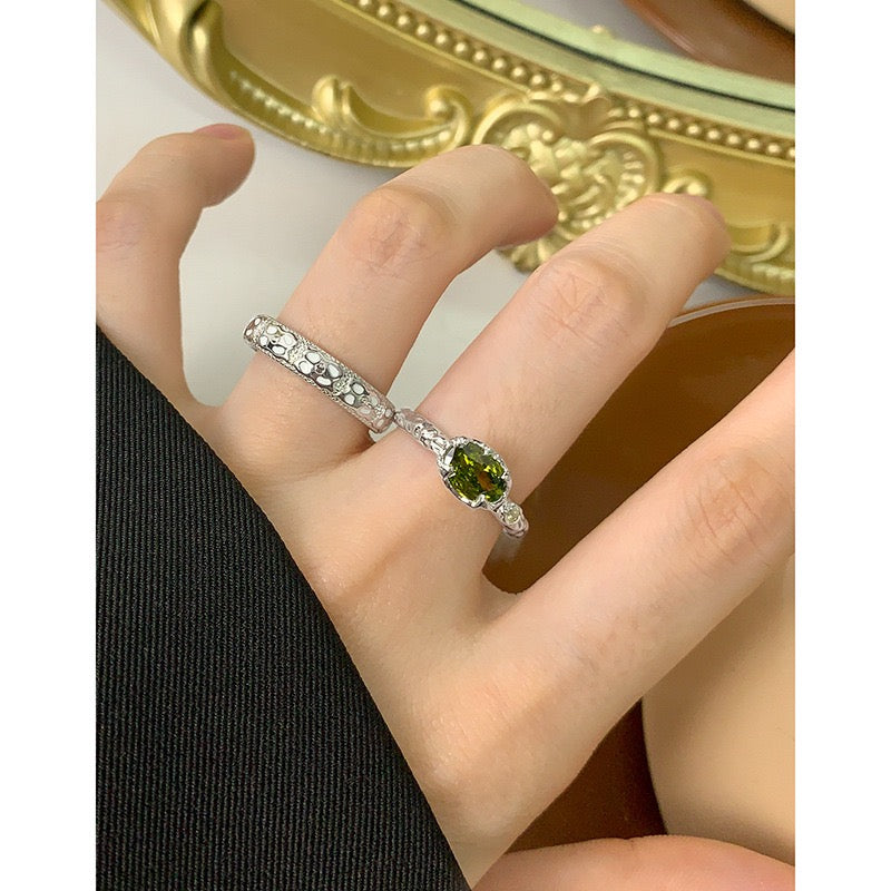 Olive Green sterling silver ring