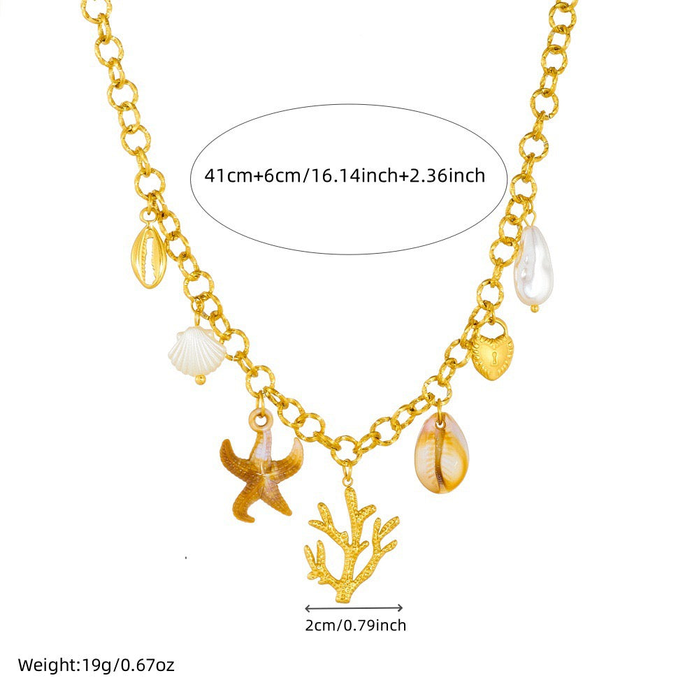 Summer coral charm necklace