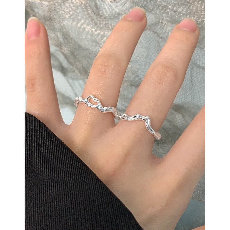 Sterling silver wave ring
