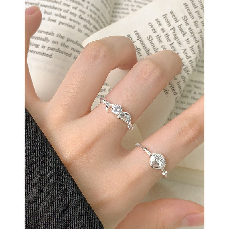 Dainty shell sterling silver ring