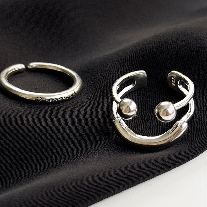Smiley face sterling silver ring