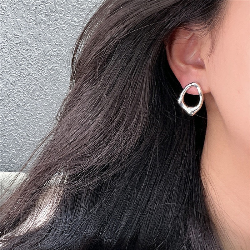 Sterling silver hallow hoops earrings