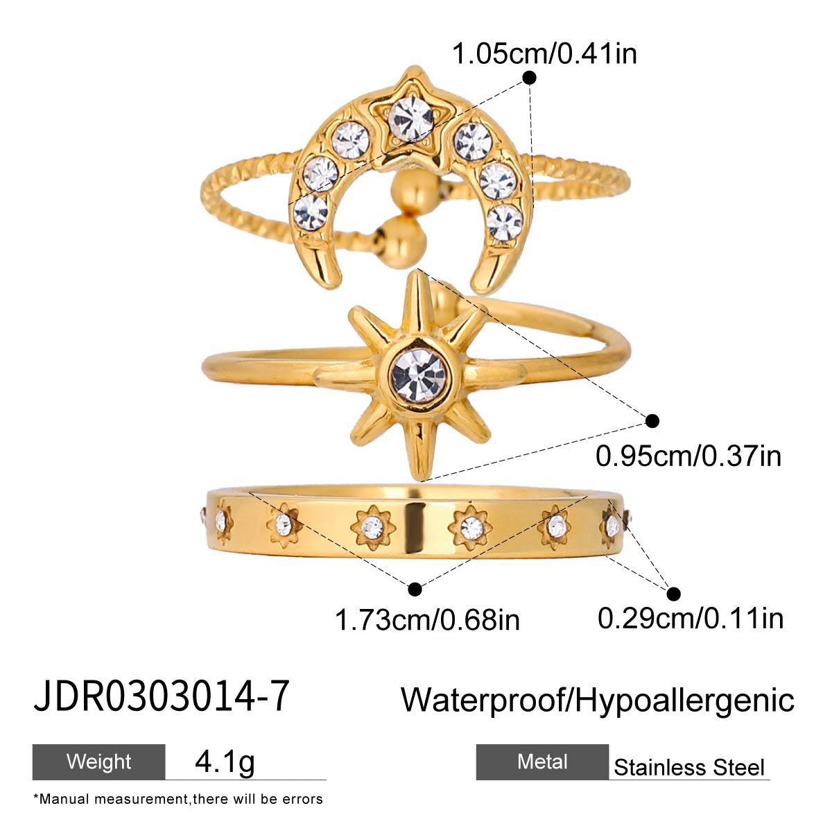 Moon and star stacking rings set