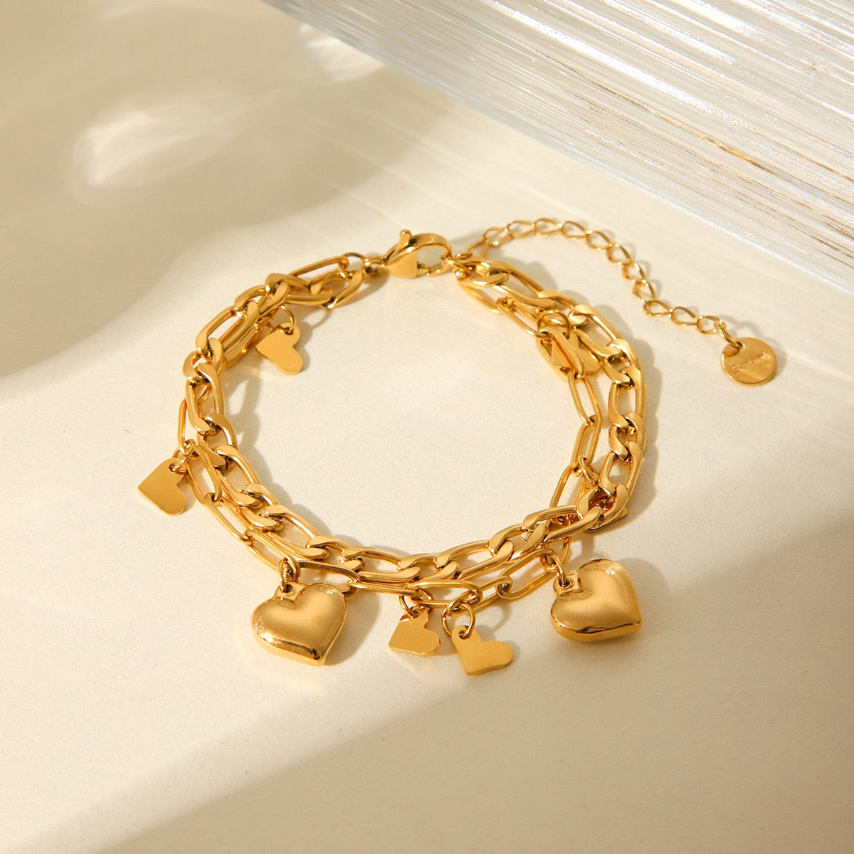 Double chains heart bracelet