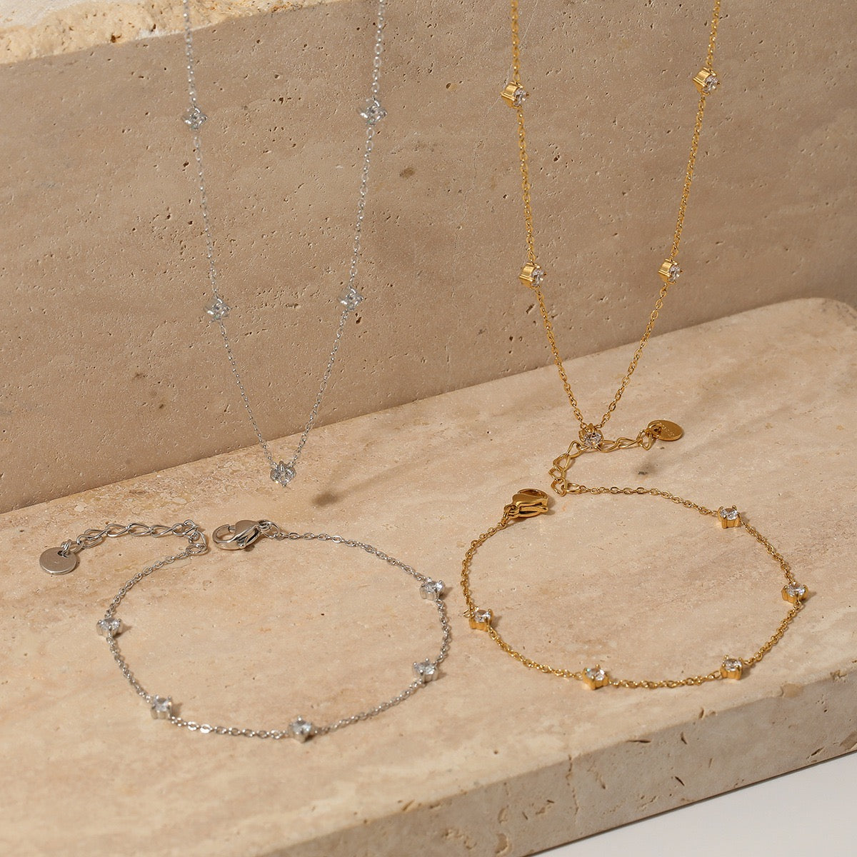 Dainty shining rock bracelet