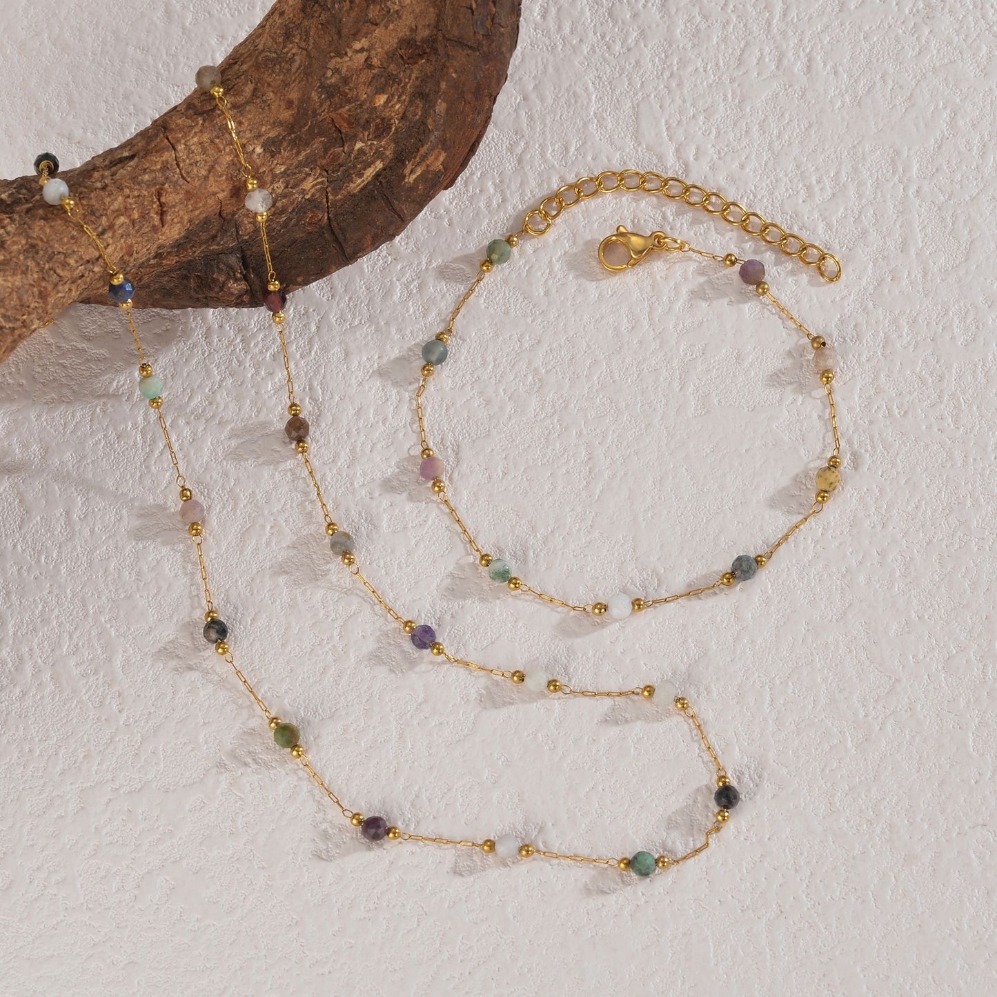 Natural stone beady necklace