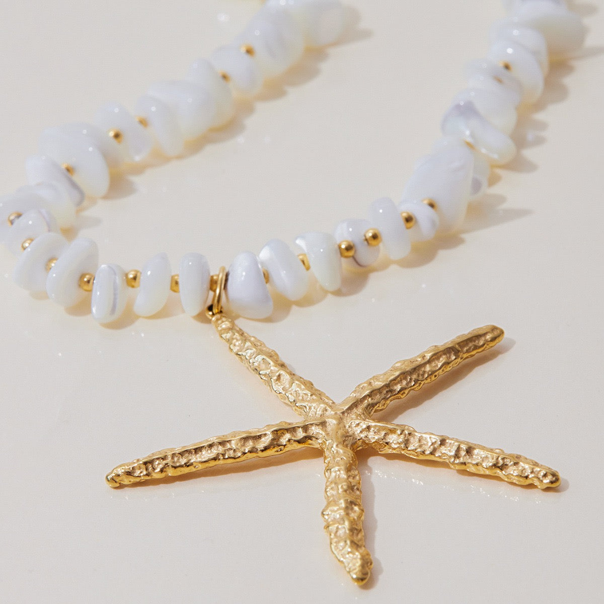 White shell starfish necklace