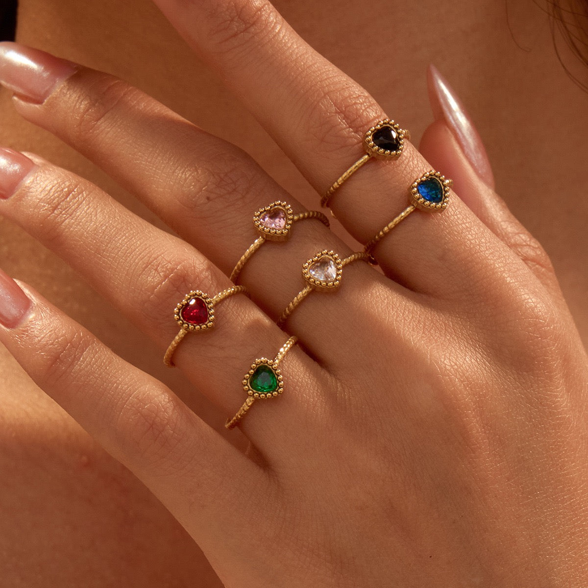 Dainty heart rings