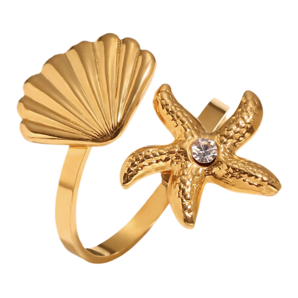 Lucinda shell starfish ring