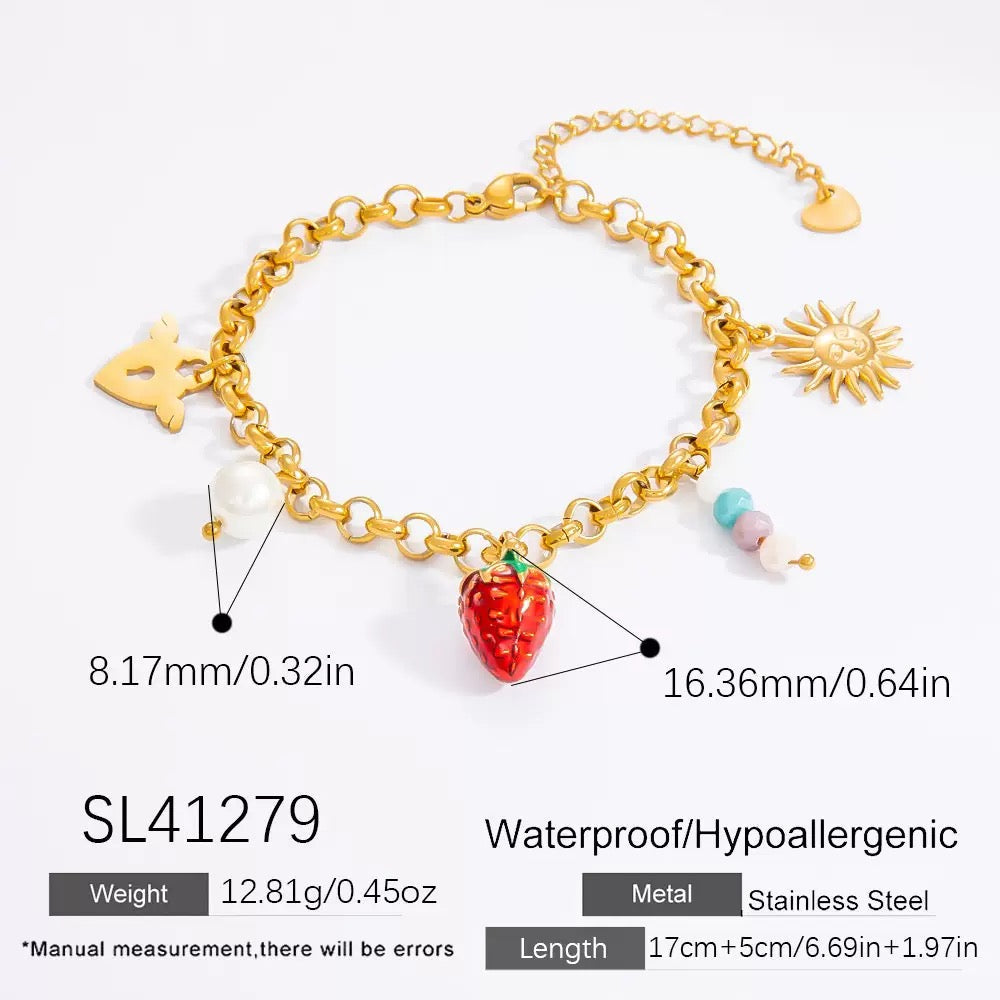 Strawberry fruit charm set collection
