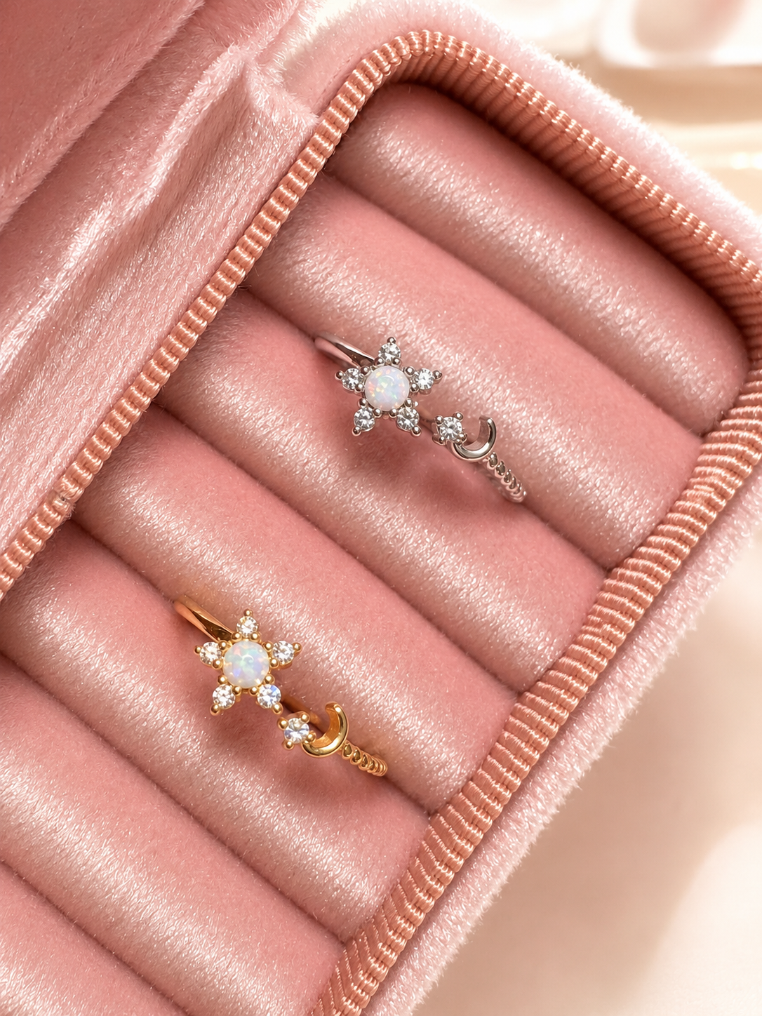 Dainty opal sterling silver rings collections