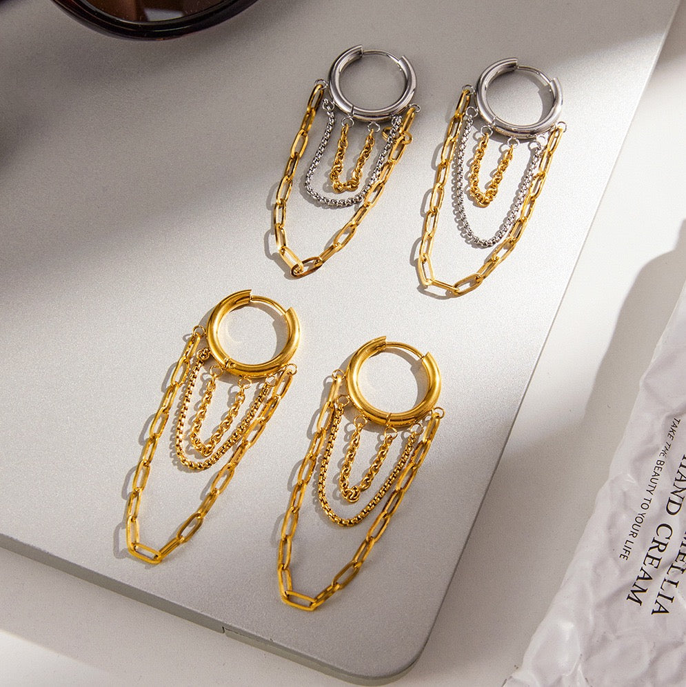 Chain hoop earrings