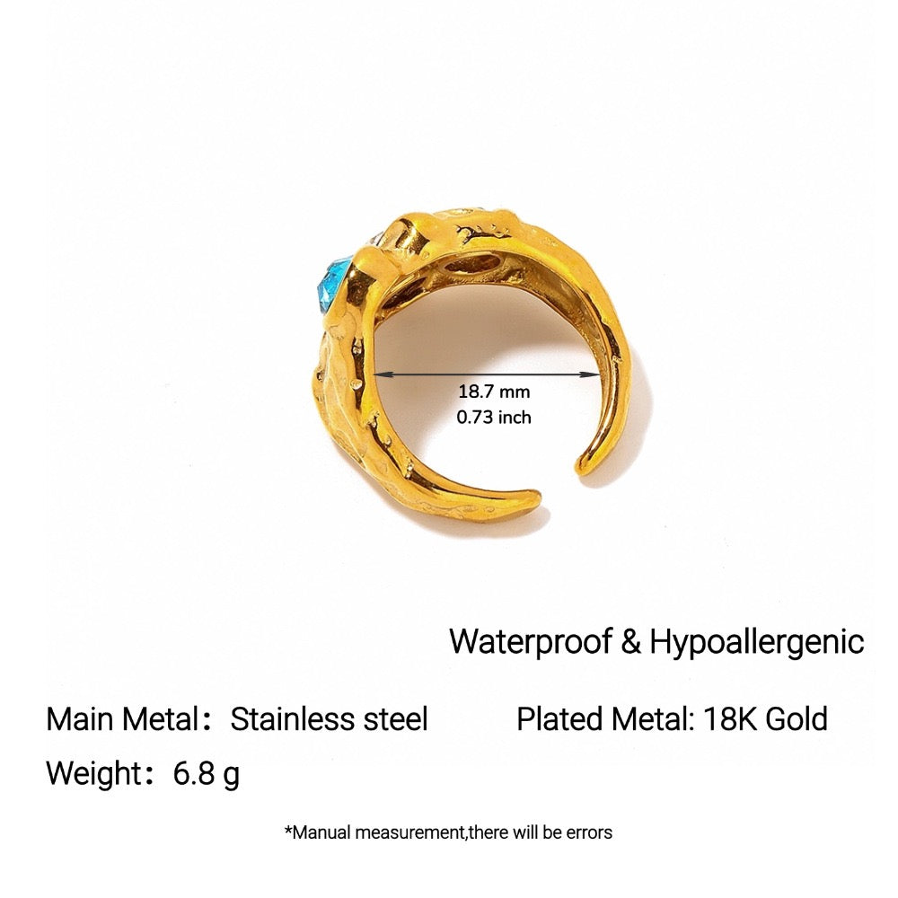 Green blue Gem band ring