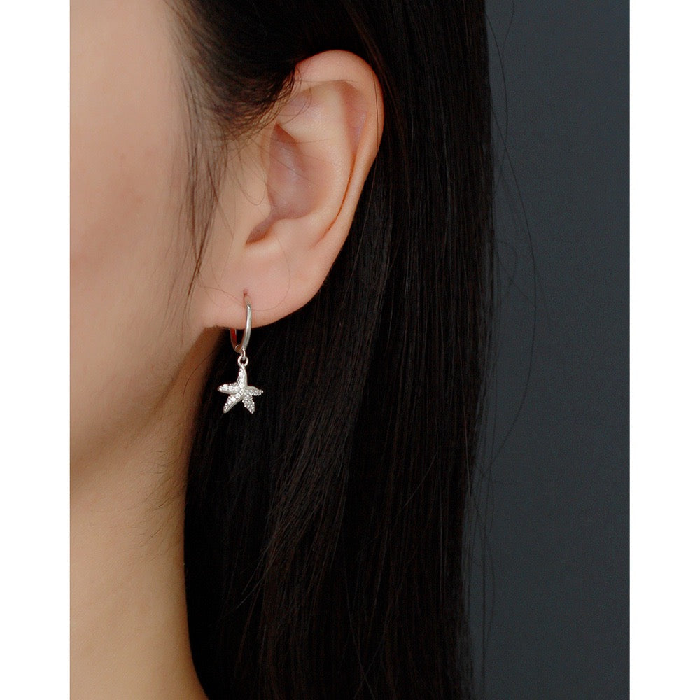 Sterling silver starfish hoops