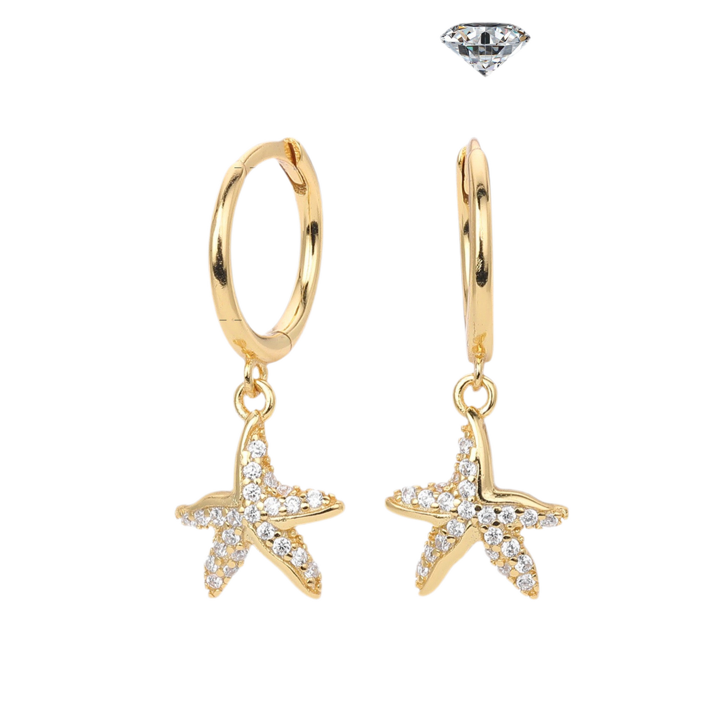 Sterling silver sea starfish hoops