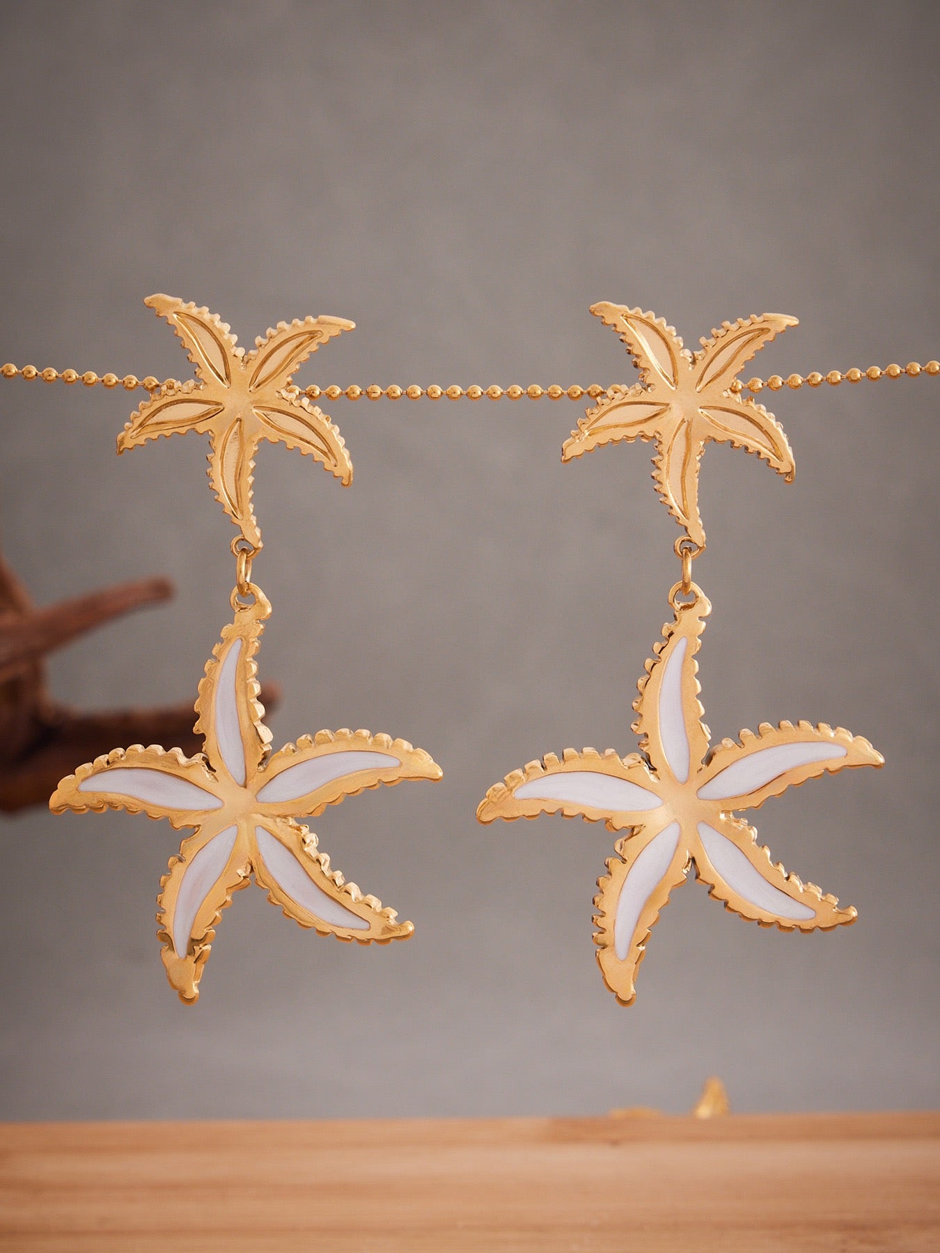 White starfish earrings