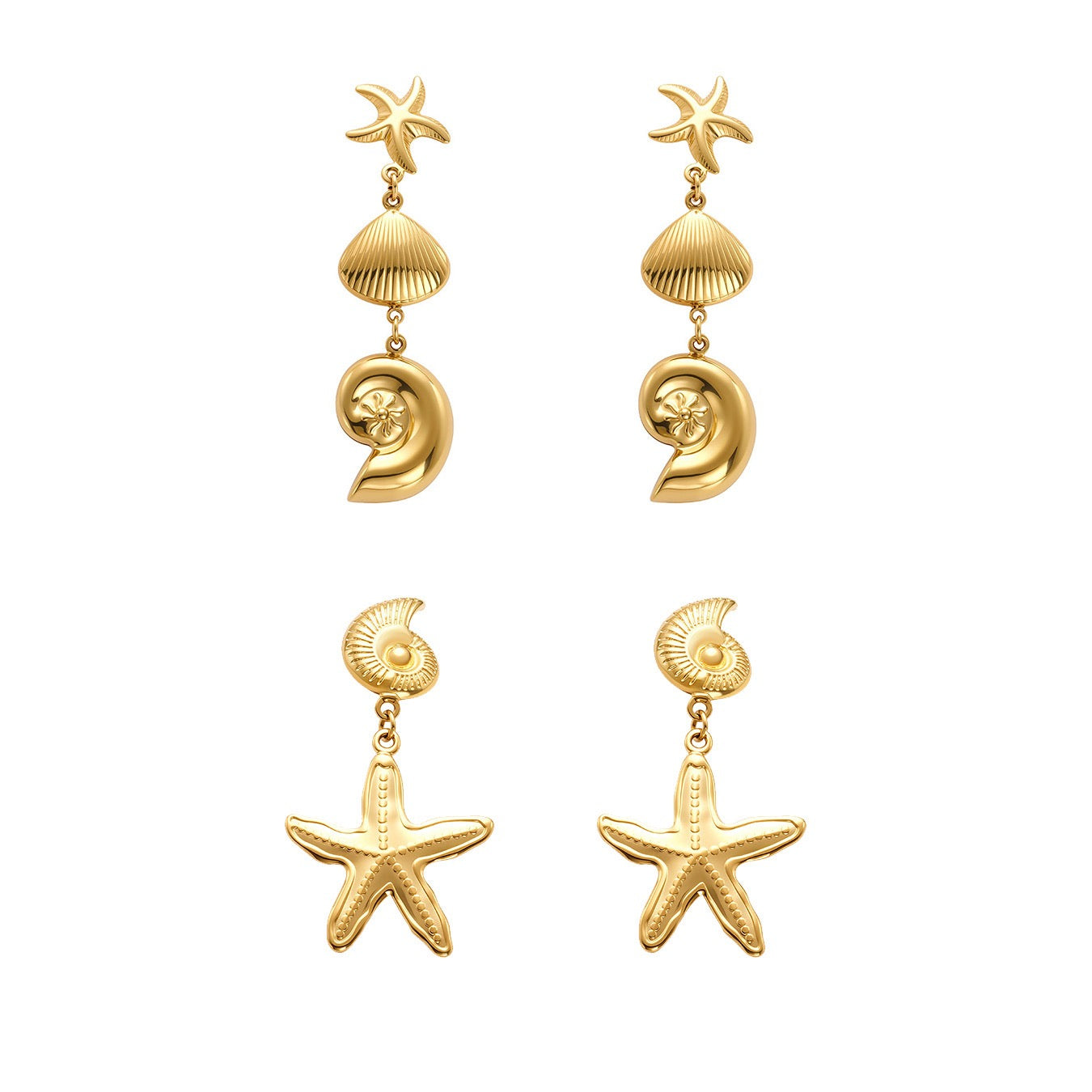 Starfish seashell earrings