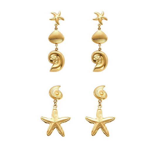 Starfish seashell earrings