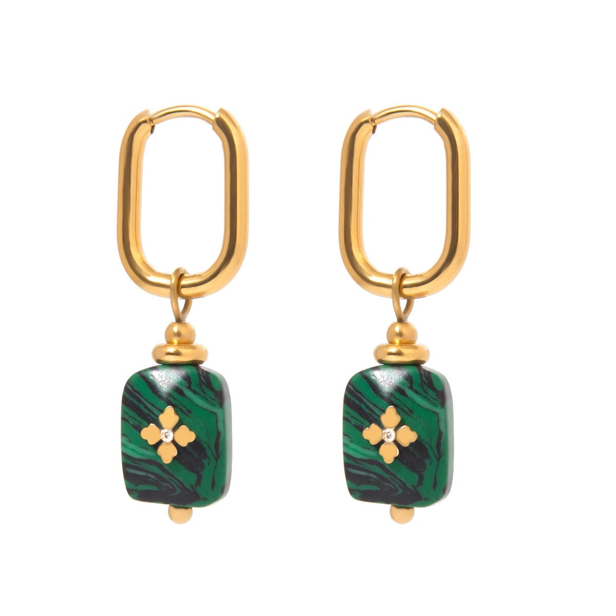 Colorful stones leaf earrings