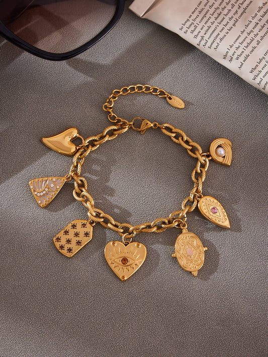 Full heart charm locket bracelet