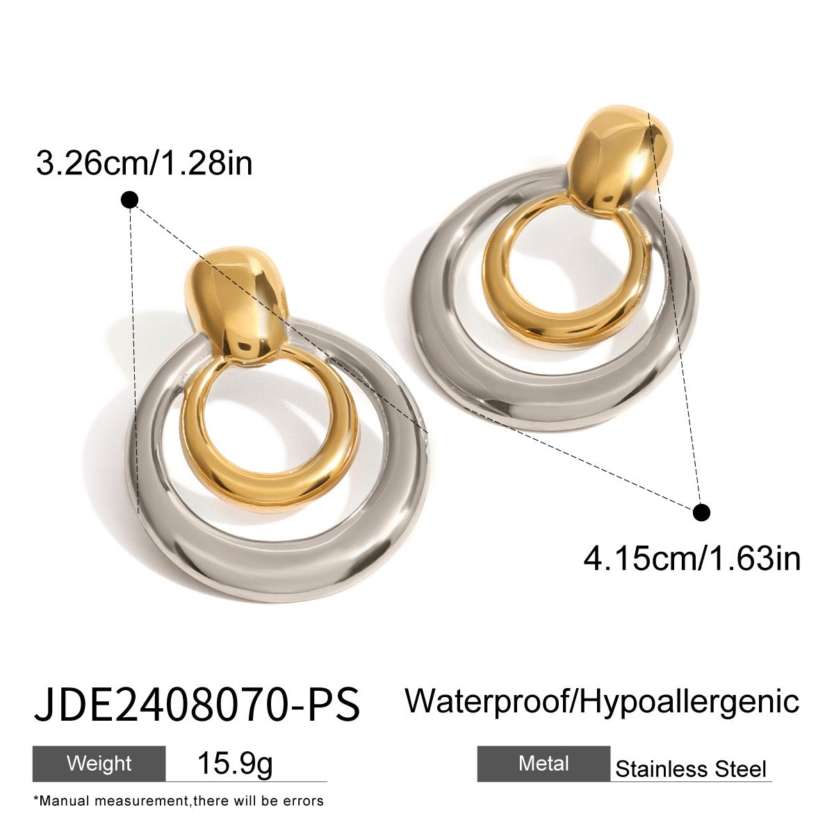 Tow tones hoop statement earrings