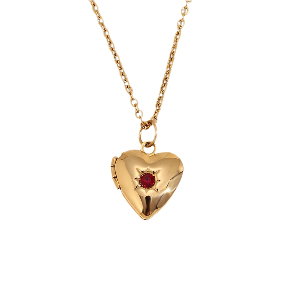 Red heart locket necklace