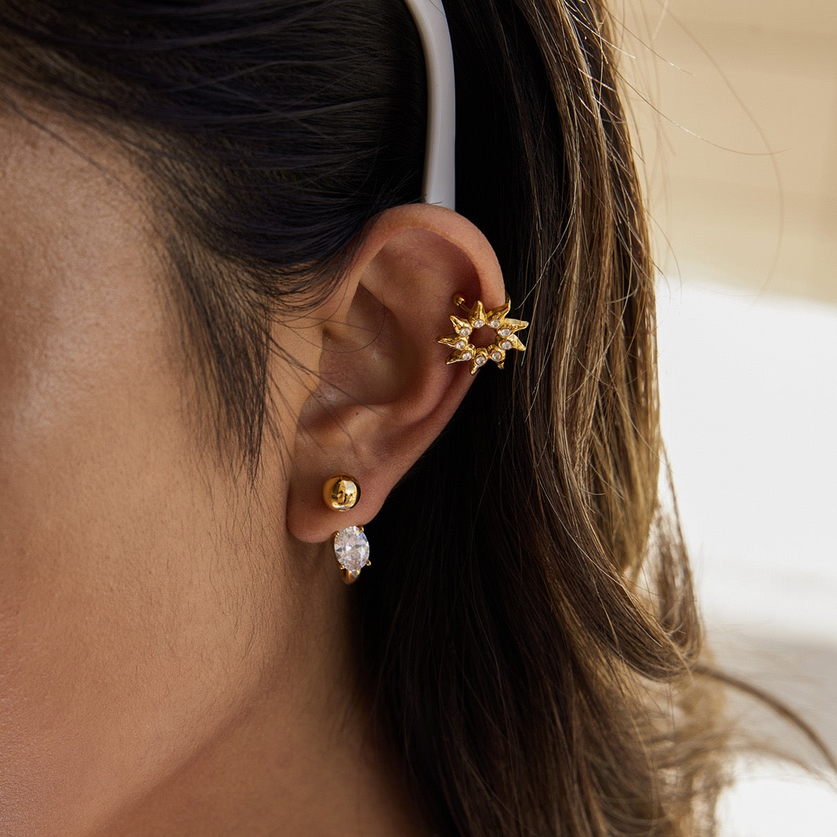 Dainty sun ear cuffs