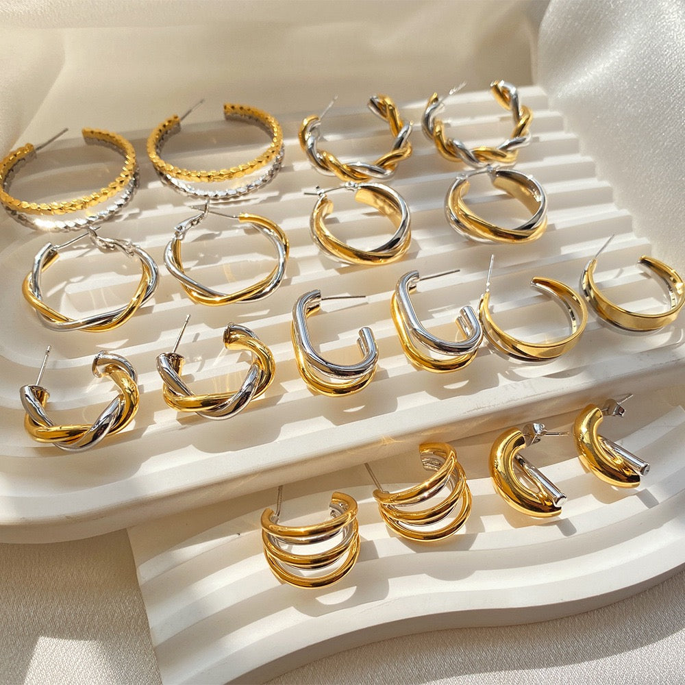 Hallie Gold and silver hoops collection