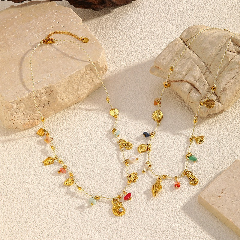 Dainty charm white rope necklace