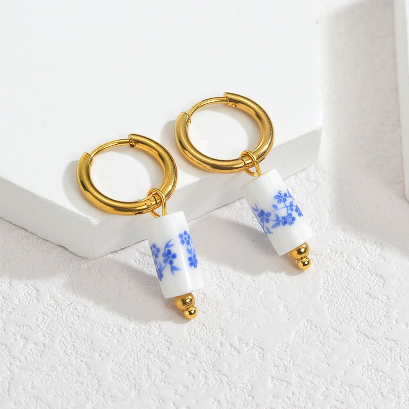 Ocean ceramic tulip hoops