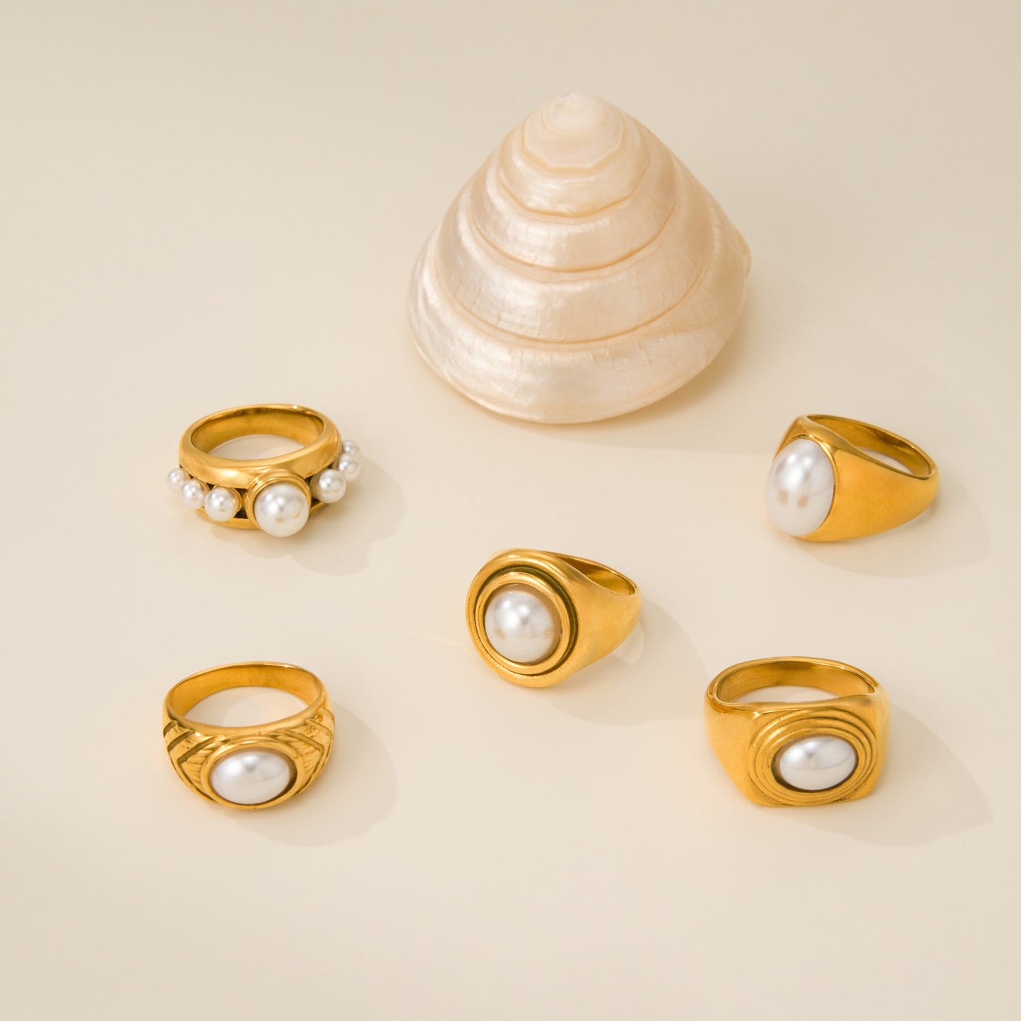 White pearly rings collection