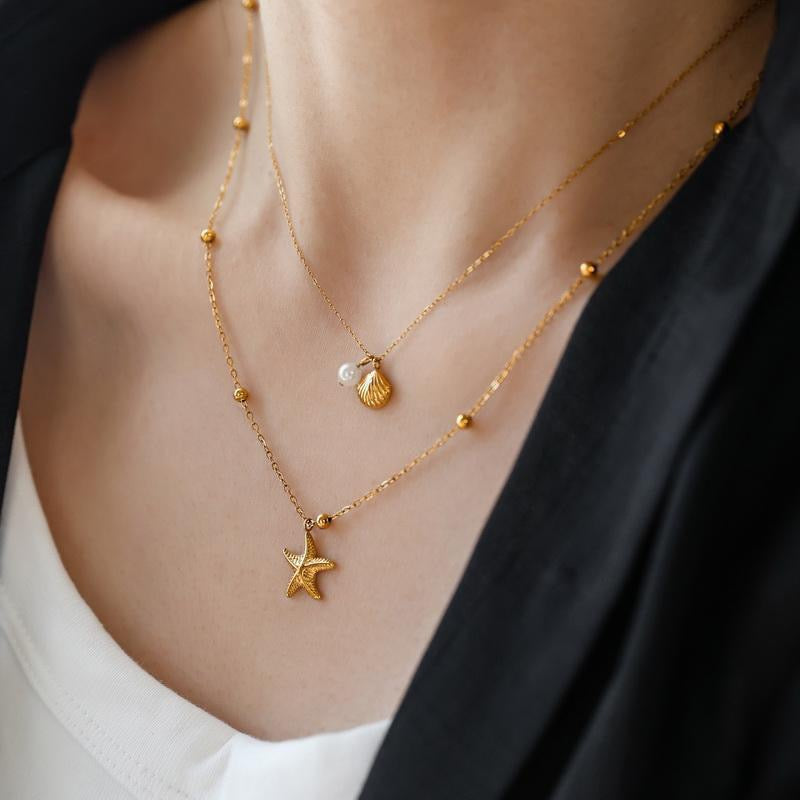 Kappa dainty layer starfish necklace