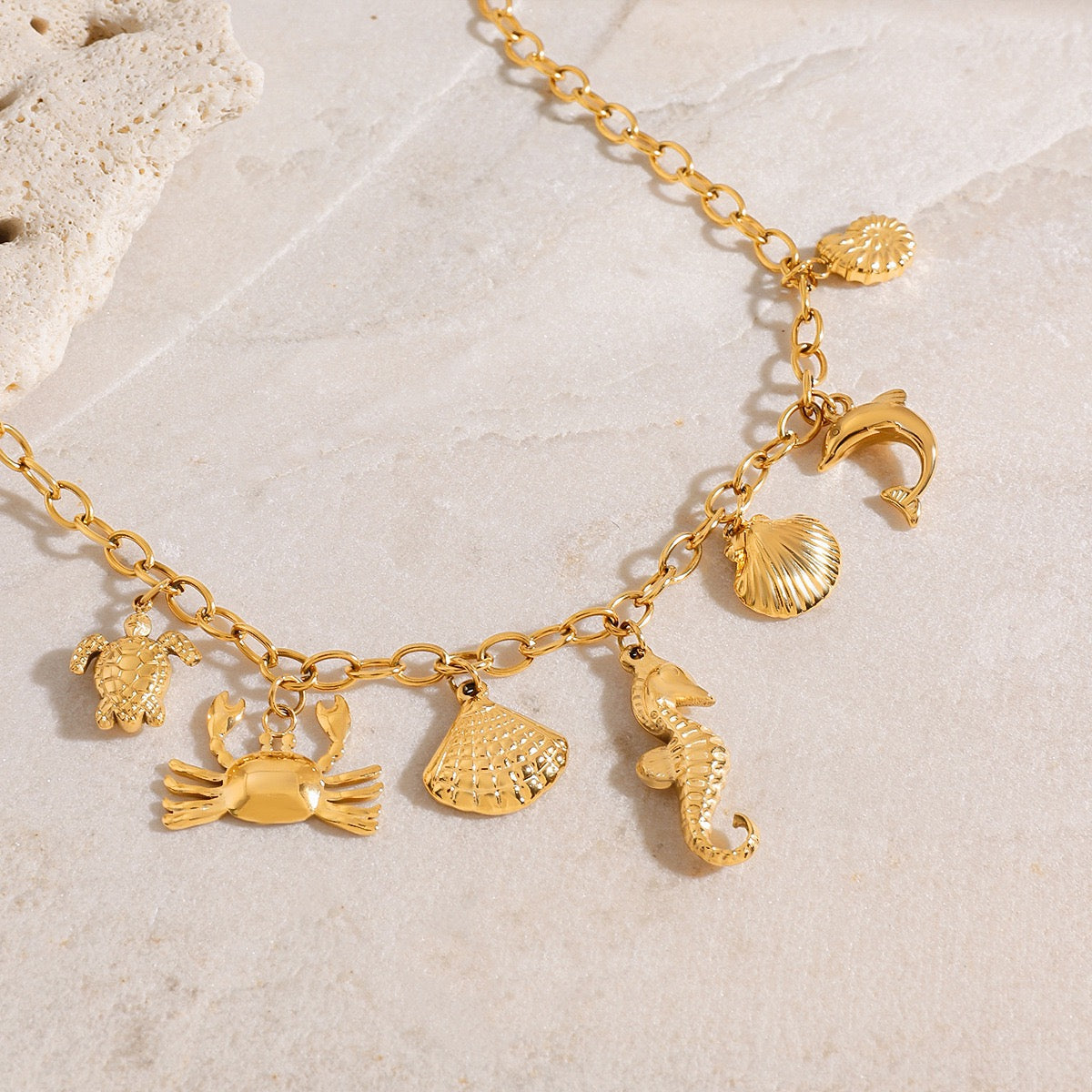 Dainty charm white rope necklace