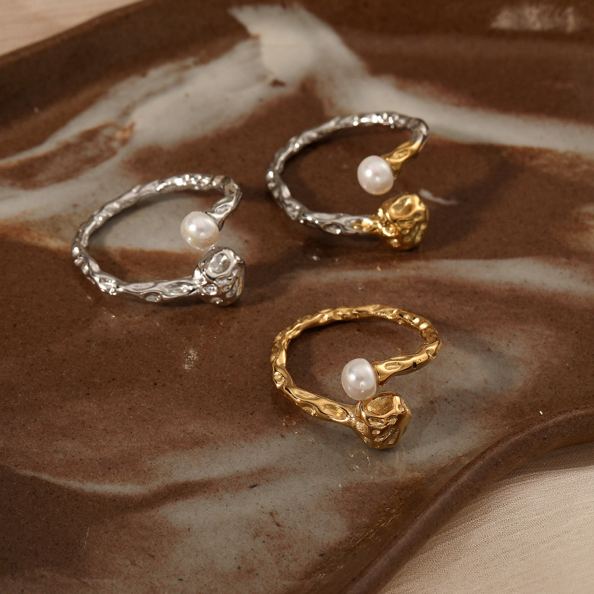 White pearly rings collection